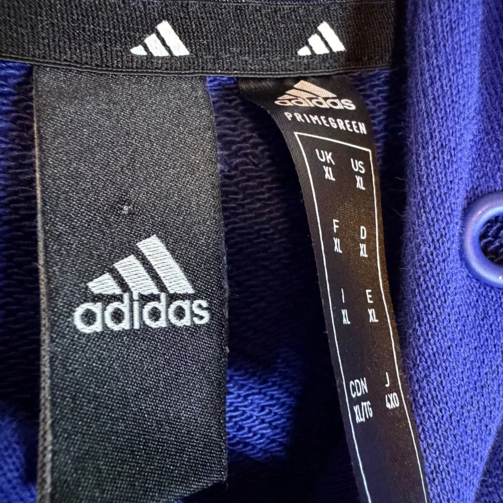 Adidas Primegreen Mens XL‎ Royal Blue Oversized Logo Hoodie Sweatshirt GR4106